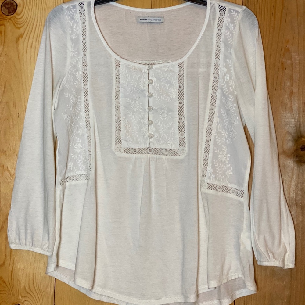 American Eagle Outfitters- white- elbow sleeve top